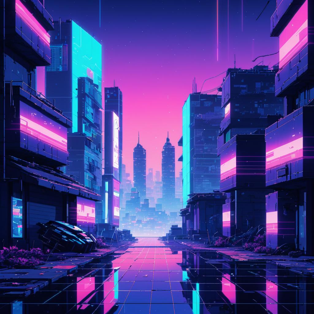 Lonely Robot in Retro-Futuristic City