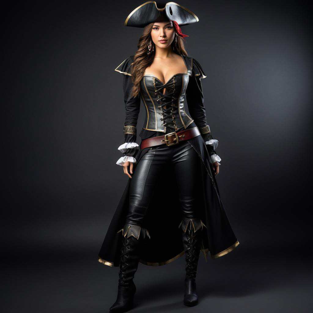 Fierce Female Pirate in Full Body Shot