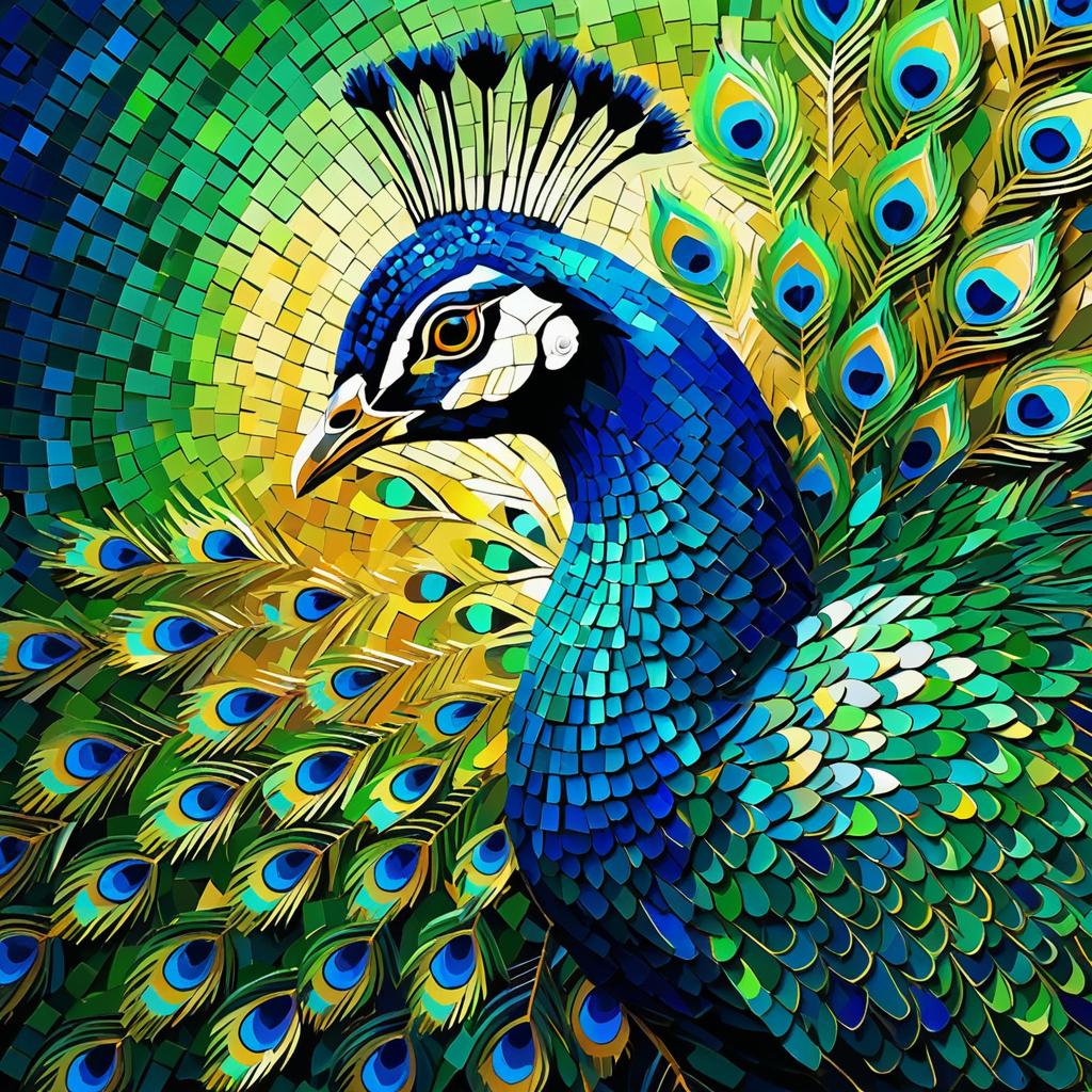 Vibrant Mosaic Peacock Artistry