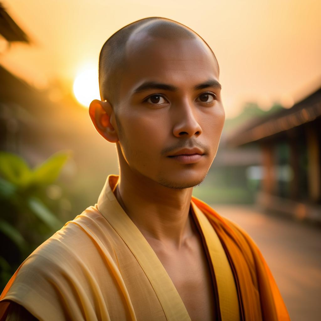 Stunning Thai Monk in Dreamy Sunset Light