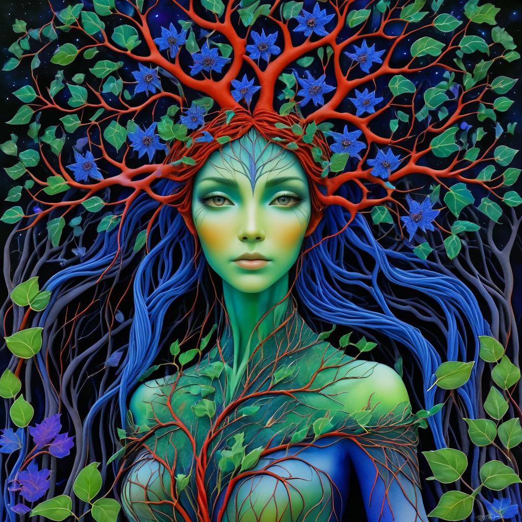 Enchanting Green Tree Lady in Fantasy Art