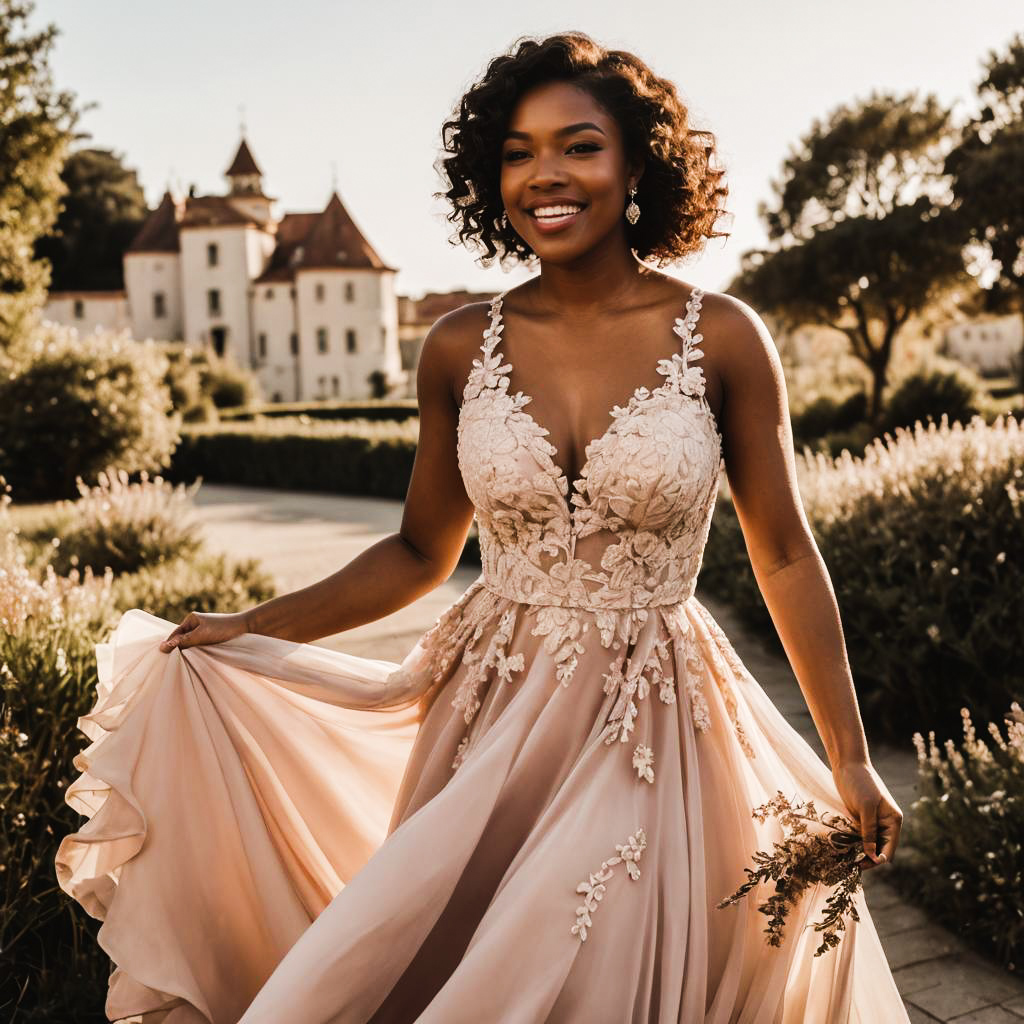 Joyful Bridesmaid in Elegant Wedding Attire