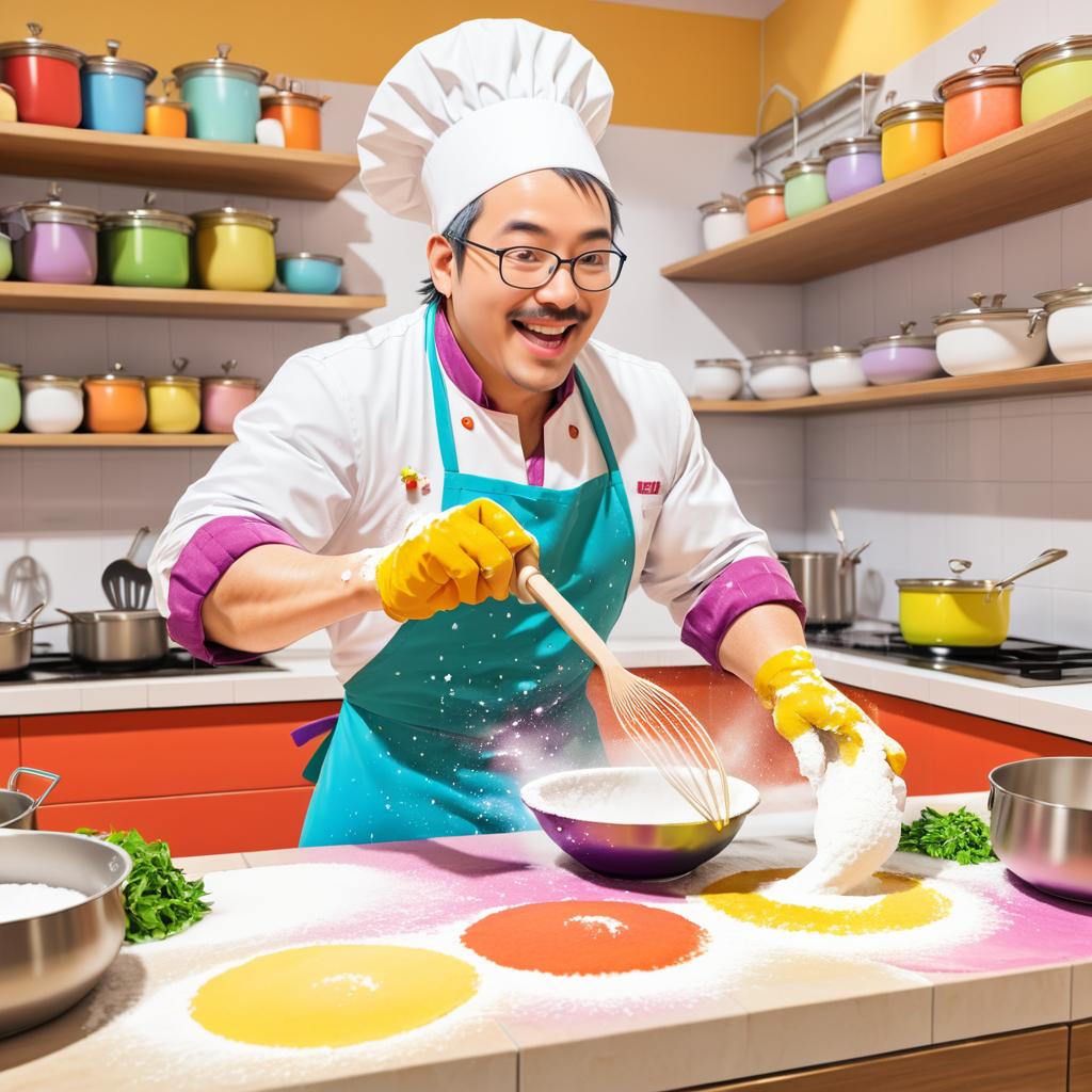 Enthusiastic Chef in Vibrant Kitchen