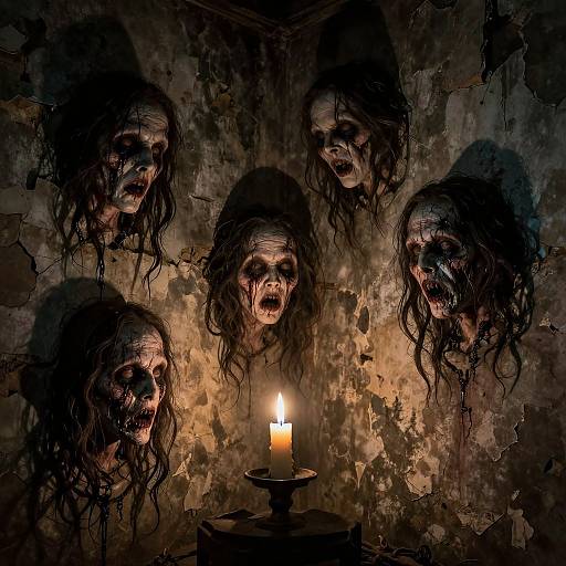 Creepy Distorted Faces in Gothic Walls