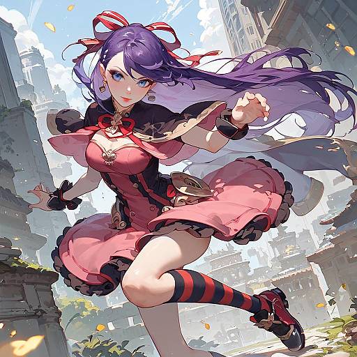 Anime Girl in Dynamic City Pose