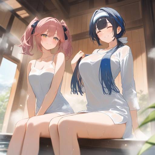 Kancolle Admiral in Serene Onsen Setting