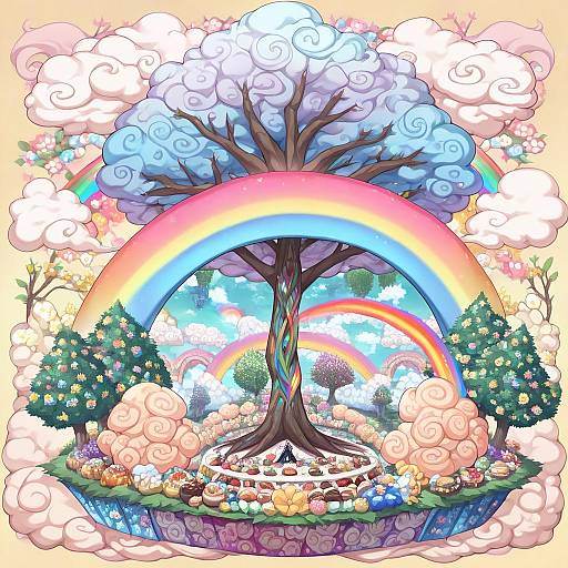 Fantasy Girl in Rainbow Sweets Garden