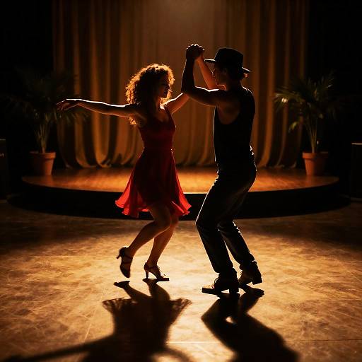 Dramatic Dance Scene in Warm Lighting