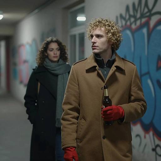 Urban Corridor Scene with Two Figures