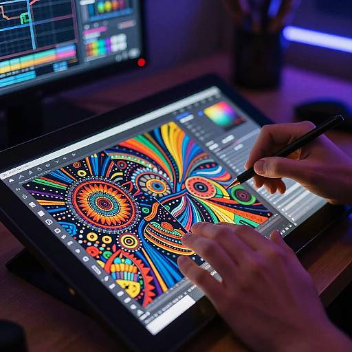 Digital Artist Creating Dynamic Backgrounds