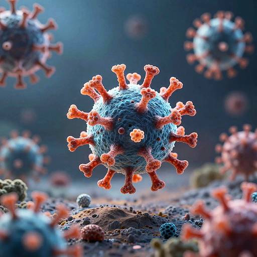 Surreal Bacteriophage in Vibrant Microscope