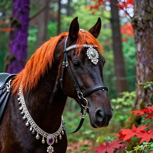 Luxurious Horse with Filigree Headdress