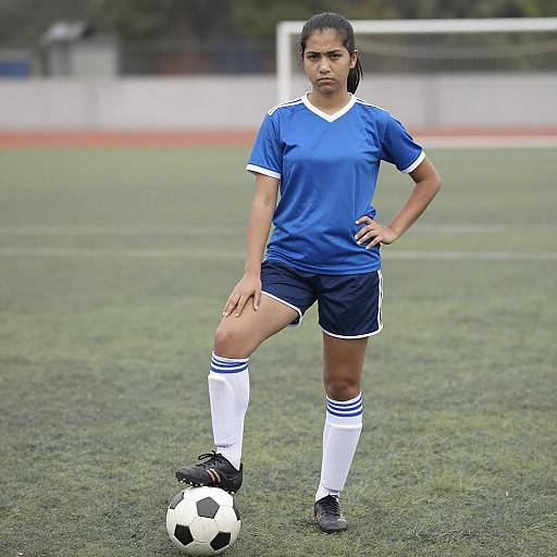Young Female Soccer Player in Action