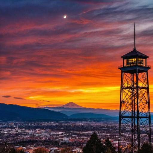 Serene Sunset Over a Mountain Cityscape