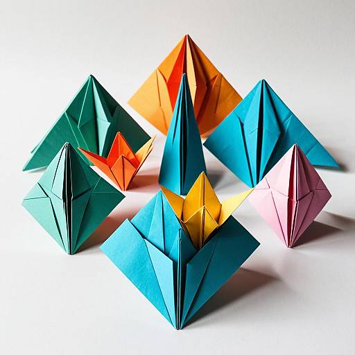 Colorful Origami Paper Art in Dynamic Composition