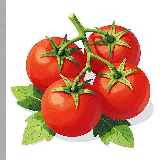Bright Red Tomatoes High-Contrast Illustration