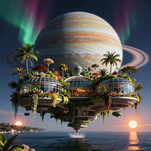 Floating Botanical Arcology on Exoplanet