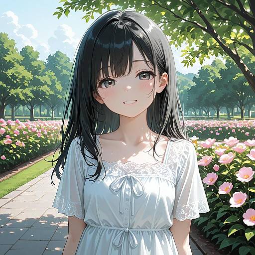 Smiling Girl in Summer Park