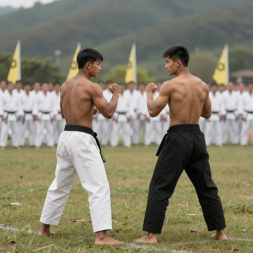 Martial Arts Duel on Grassy Field