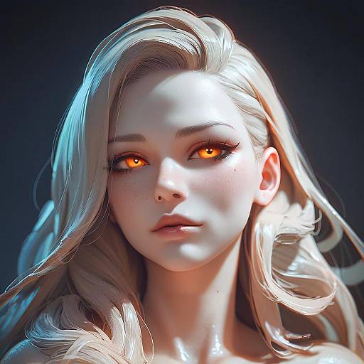 3D Portrait of Woman with Glowing Eyes