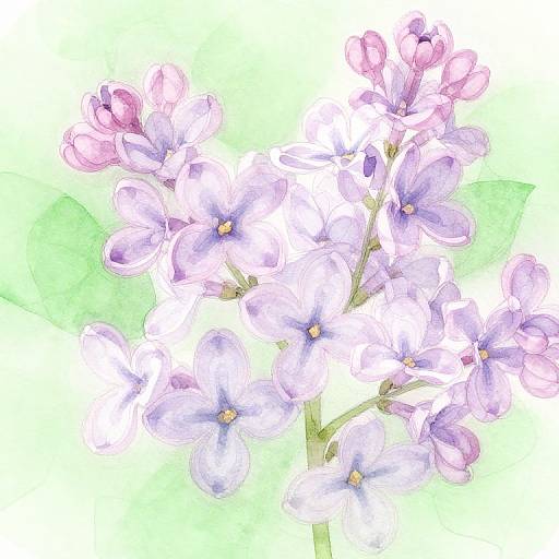 Watercolor Lilac Flowers Close-up