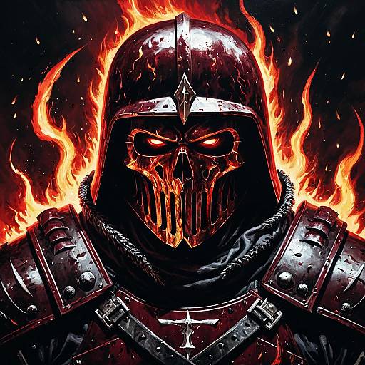 Flaming Berserk Soldier Portrait