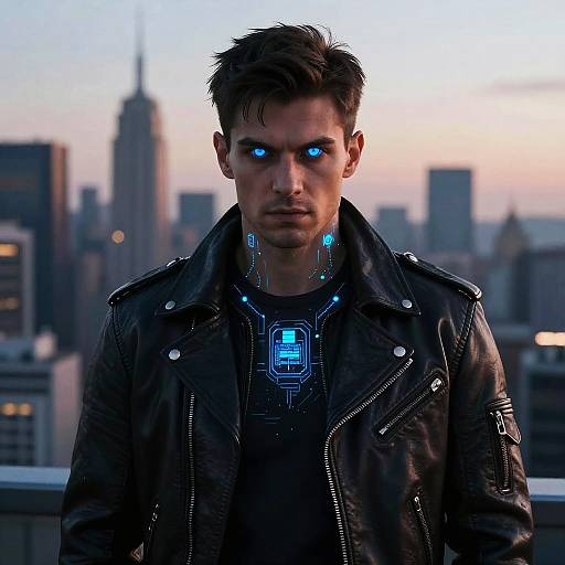 Cyberpunk Character with Blue Eyes