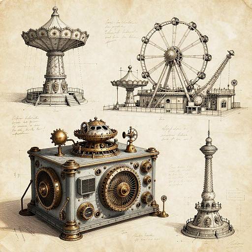 Steampunk Amusement Park Blueprint