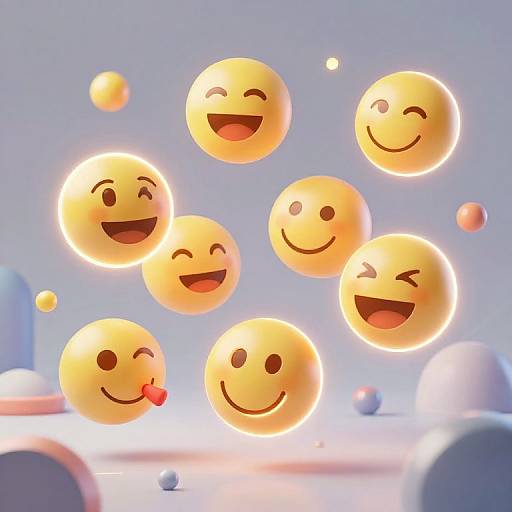 3D Floating Emoji in Surreal Space