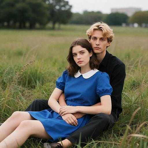 Couple in Grassy Field Portrait