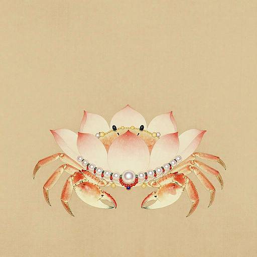 Lotus Flower Crab with Pearl Jewelry