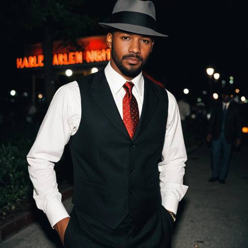 Man in Harlem Nights Attire at Night