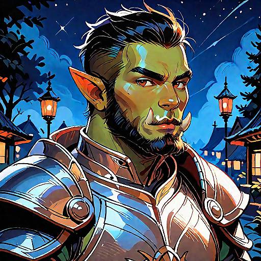 Mature Orc Warrior Under Night Sky