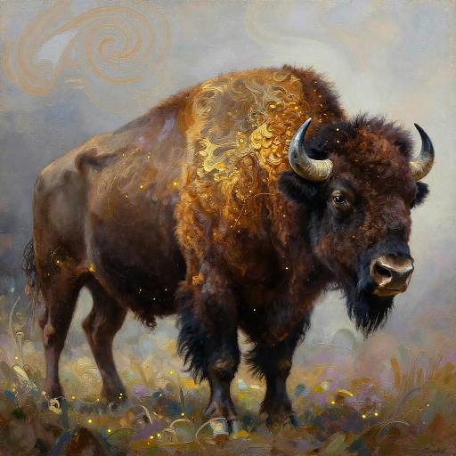 Majestic Bison with Firefly Cascade