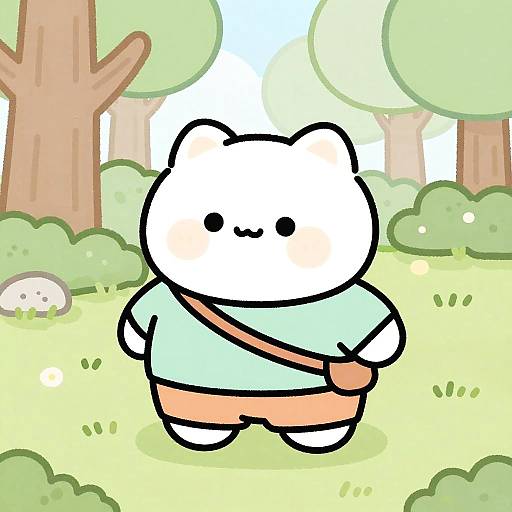 Whimsical Cartoon Animal in Forest