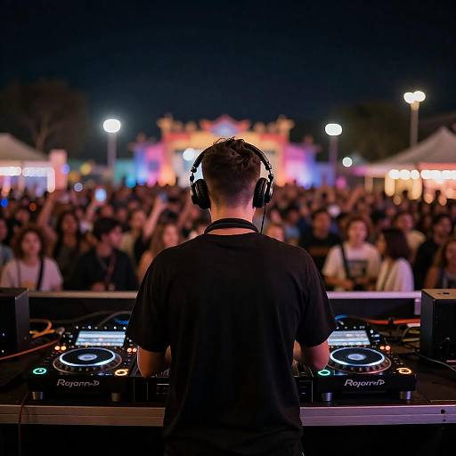Dynamic DJ Performing at Night Festival