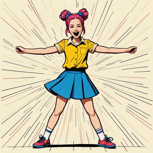 Excited Young Girl in Comic Style