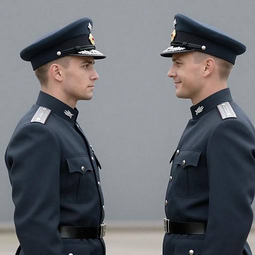 Two Male Military Officers Facing Each Other