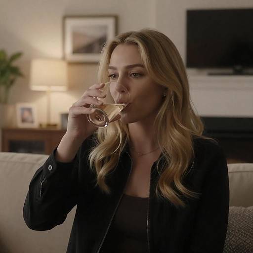 Cozy Living Room with Blonde Woman