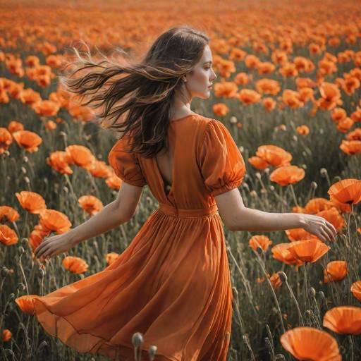 Dancing Woman in Poppy Field