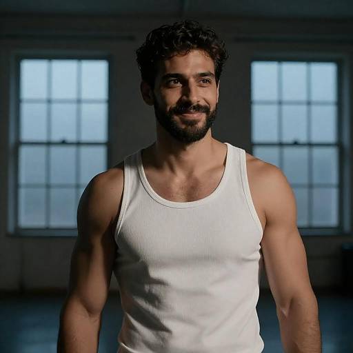 Muscular Man in White Tank Top