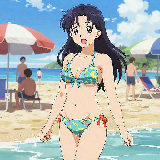 Misato at Vibrant Beach Scene