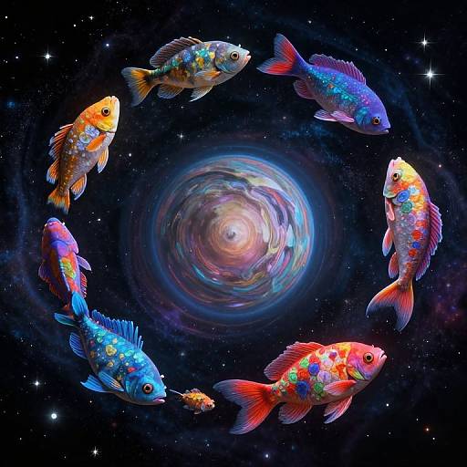 Otherworldly Vibrant Fish in Space