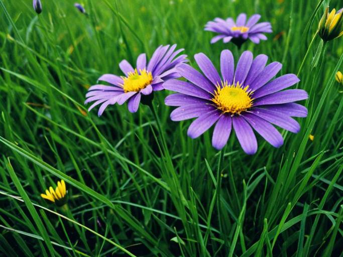 Charming Purple Flower Field Wallpaper