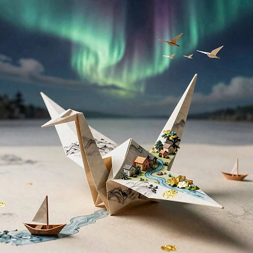 Monumental Kaleidoscopic Origami Crane Ecoscape