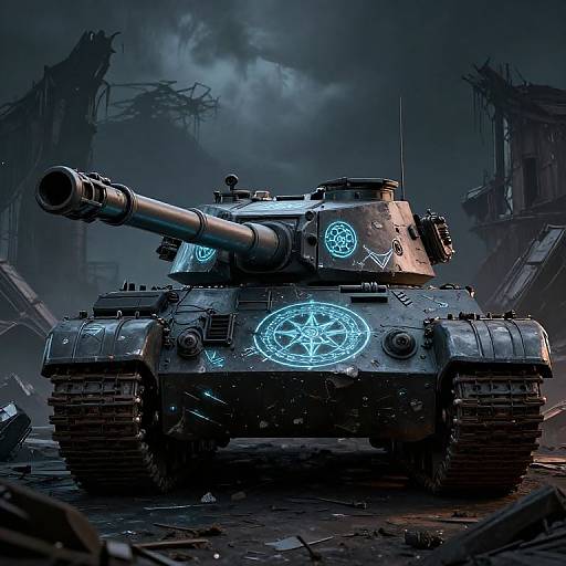 Demonic Battle Tank with Glowing Occult Markings