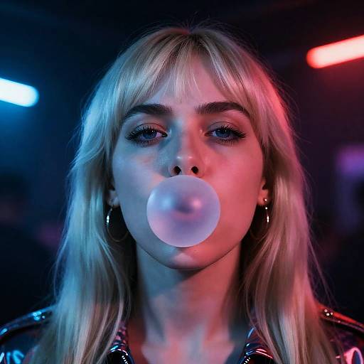 Striking Close-Up of a Bubblegum Girl