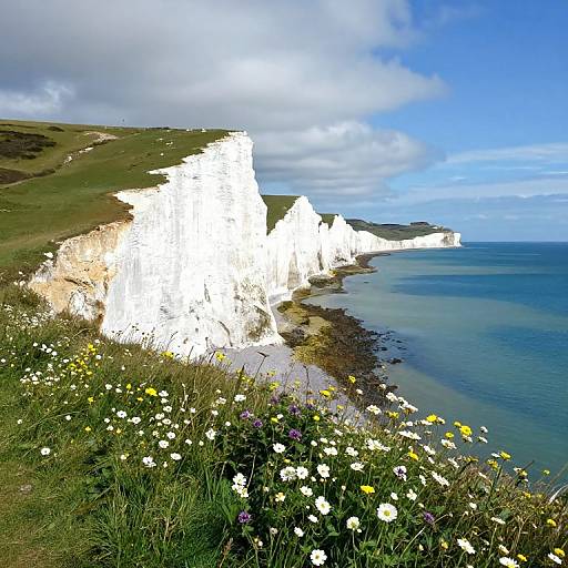 Vibrant Wildflowers by White Cliffs