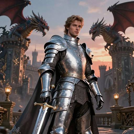 Noble Fantasy Prince with Dragons