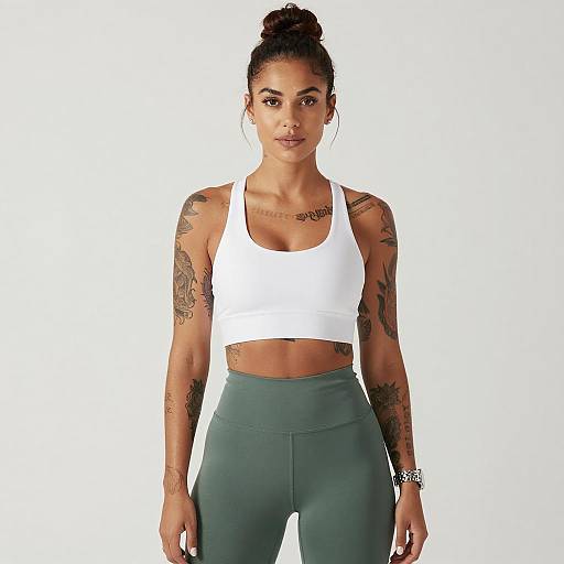 Tattooed Woman in White Crop Top